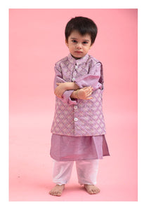 Heavy Embroidered Jacket with Silk Kurta and Chudidar