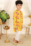 Patola Printed Yellow Kurta And White Pyjama