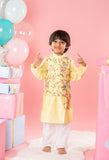 Ethnic Floral Embroidered Yellow Jacket Style Kurta With Pyjama