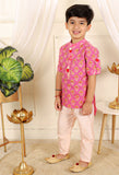 Cotton print jacket style kurta with pyjama