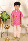 Cotton print jacket style kurta with pyjama