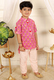 Cotton print jacket style kurta with pyjama