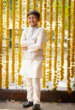 Ethnic Kurta With off white Embroidered Jacket And Pyjama