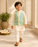 Lemon yellow Applique Bandhgala set