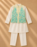 Lemon yellow Applique Bandhgala set