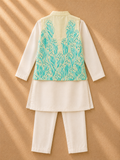 Lemon yellow Applique Bandhgala set