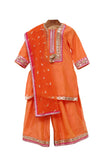 Silk Chanderi Kurta And Sharara With Dupatta