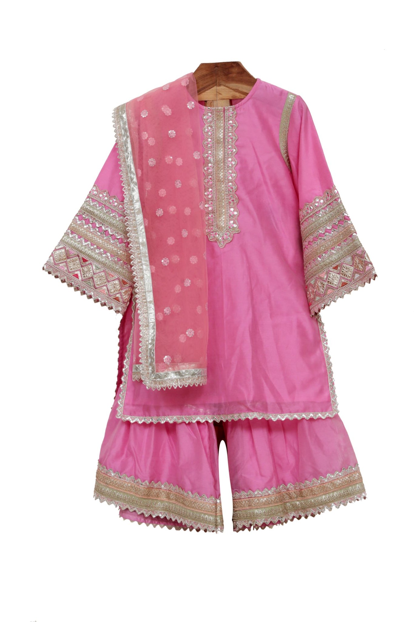 Silk Chanderi Kurta And Sharara With Dupatta