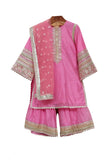 Silk Chanderi Kurta And Sharara With Dupatta