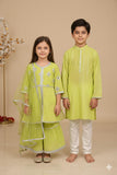 Cotton lurex kurta with faux mirror lace paired with glaze cotton pyjama