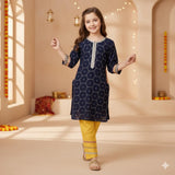 Silk kurta with emb / cotton silk salwar with embroidered laces