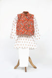 Block Print Cotton Kurta And Glaze Cotton Pyjama With Nehru Jacket