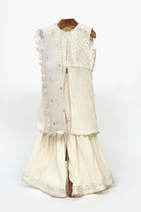 Crushed Cotton Embroidered With Net Dupatta