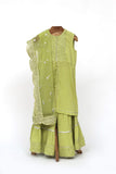 Crushed Cotton Embroidered With Net Dupatta