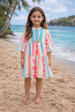 Cotton Dress with Bell Sleeves. Detailed with Dori and Tassels