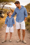 Cotton checks shirt with Hoodie. Shorts not included.