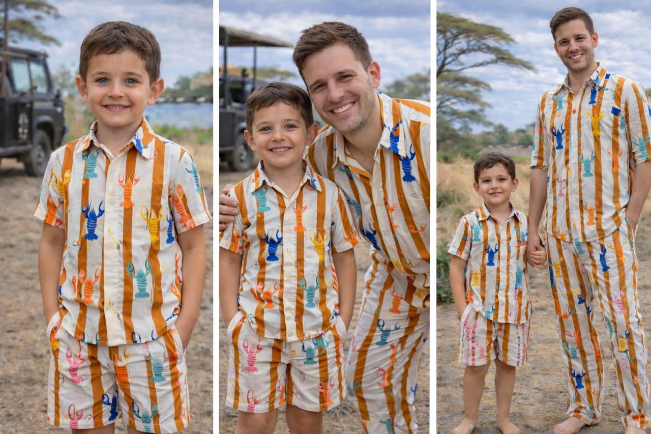 Lobster colourful print co- ord set (half sleeves shirt and shorts) Full Sleeves shirt can be on order