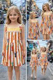 Lobster colourful print sleeveless dress. Detailed with lace trims on shoulder straps