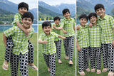 Cotton Printed Checked Shirt with Pants