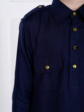 Neel Navy Blue Pathani Kurta Pajama Set