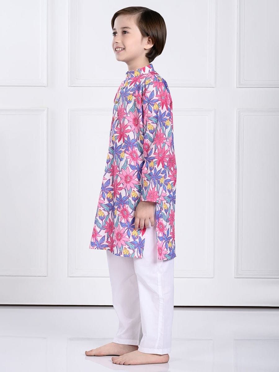 Noah Pink & Purple Floral Kurta Pajama Set