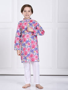 Noah Pink & Purple Floral Kurta Pajama Set