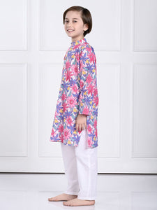 Noah Pink & Purple Floral Kurta Pajama Set