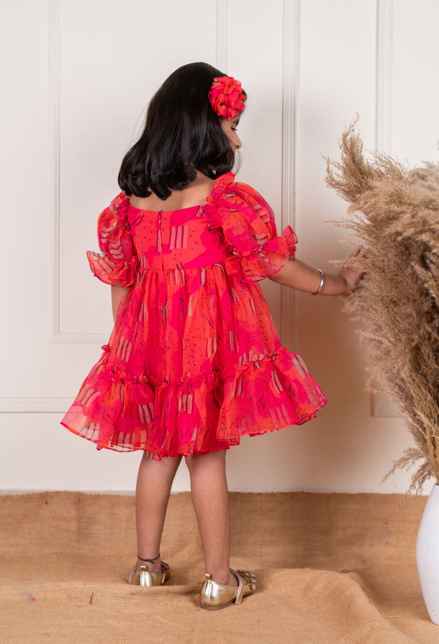 Orange pink Organza Dress