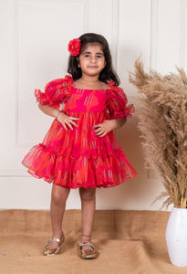 Orange pink Organza Dress