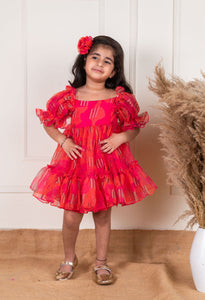 Orange pink Organza Dress