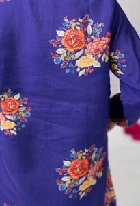 Purple Big Floral Kurta Set