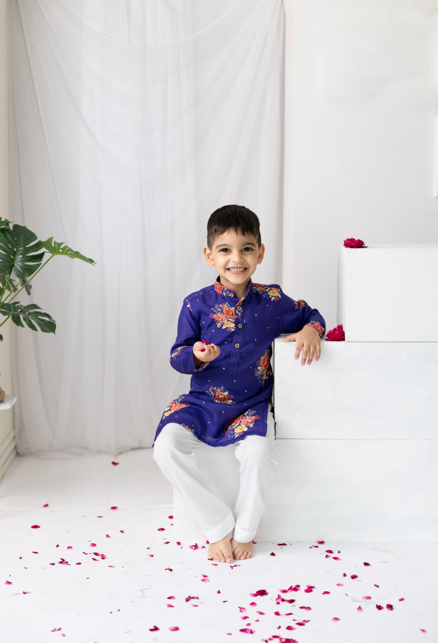 Purple Big Floral Kurta Set