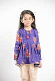 Purple Big Floral Gathered Kurta Set