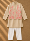 Pink Applique Bandhgala set