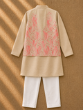 Pink Applique Bandhgala set