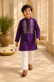 Purple Embroidered kurta set