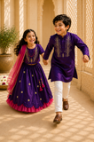 Purple Embroidered kurta set