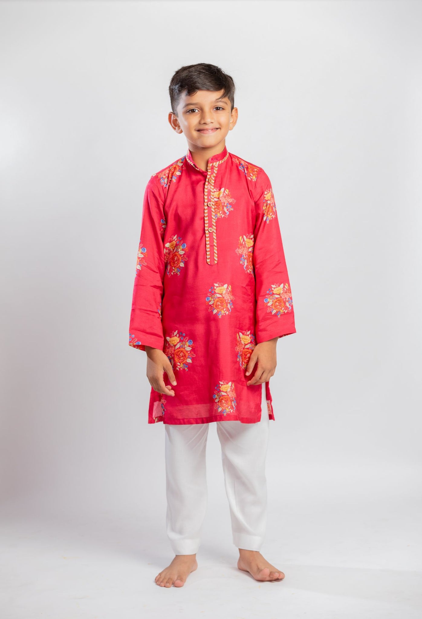 Red Big Floral Kurta Set