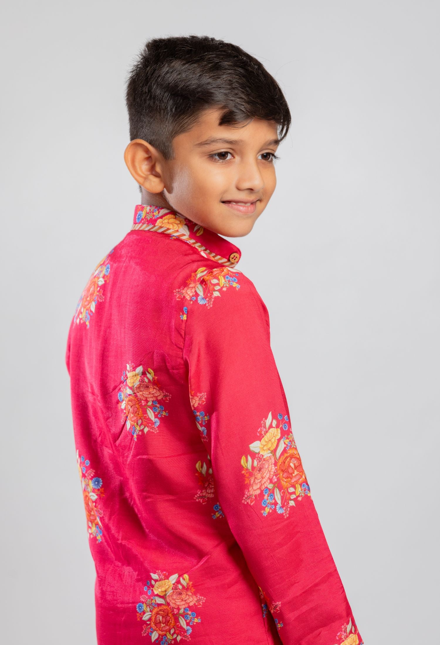 Red Big Floral Kurta Set