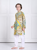 Riaan Yellow And Green Kurta Pajama Set