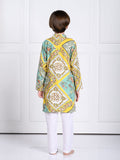 Riaan Yellow And Green Kurta Pajama Set