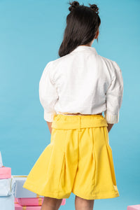 Butterfly Embroidered White Top With Stylish Green Skirt