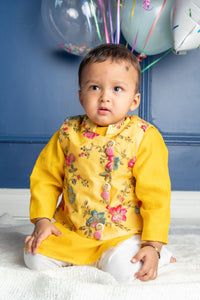 Yellow Embroidered Jacket With Kurta And Chudidar