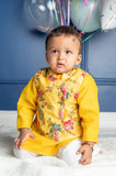 Yellow Embroidered Jacket With Kurta And Chudidar