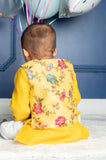 Yellow Embroidered Jacket With Kurta And Chudidar