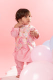 Pink Embroidered Jacket With Blue Kurta And Pyjama