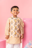 Embroidered Beige Jacket With Beige Kurta And Pyjama