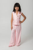 PEACH WAISTCOAT SET WITH MINI BEASTED EMBROIDERY ON FRONT