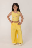 YELLOW  COORD SET WITH CUTE INSECT EMBROIDERY