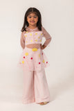 ORGANZA SUIT WITH LOTUS PATCH WORK EMBROIDERY